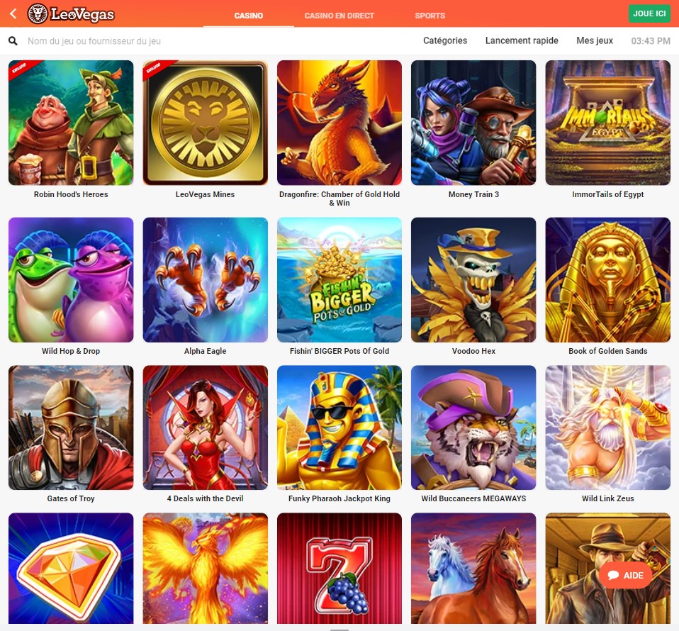 LeoVegas Casino Desktop Aperçu 1