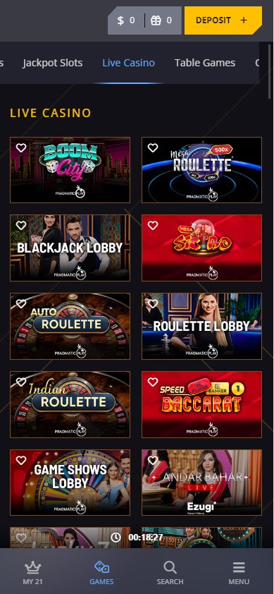21 Casino Mobile Aperçu 2