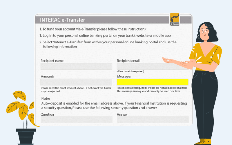 Page présentant l'identité du destinataire sur Interac e-Transfer