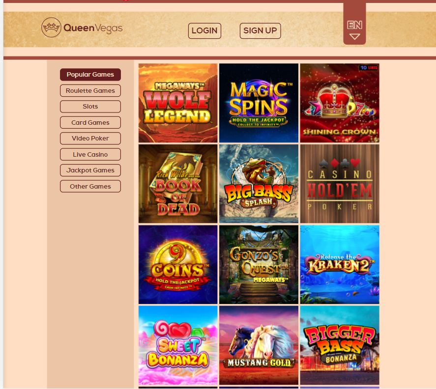 QueenVegas Casino Desktop Aperçu 2
