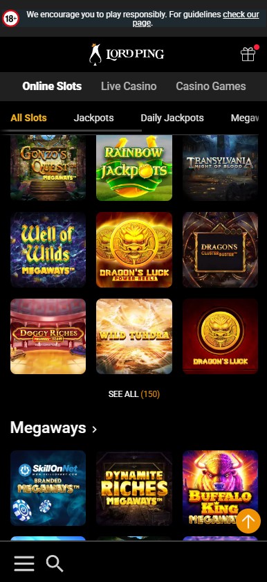 LordPing Casino Mobile aperçu 2