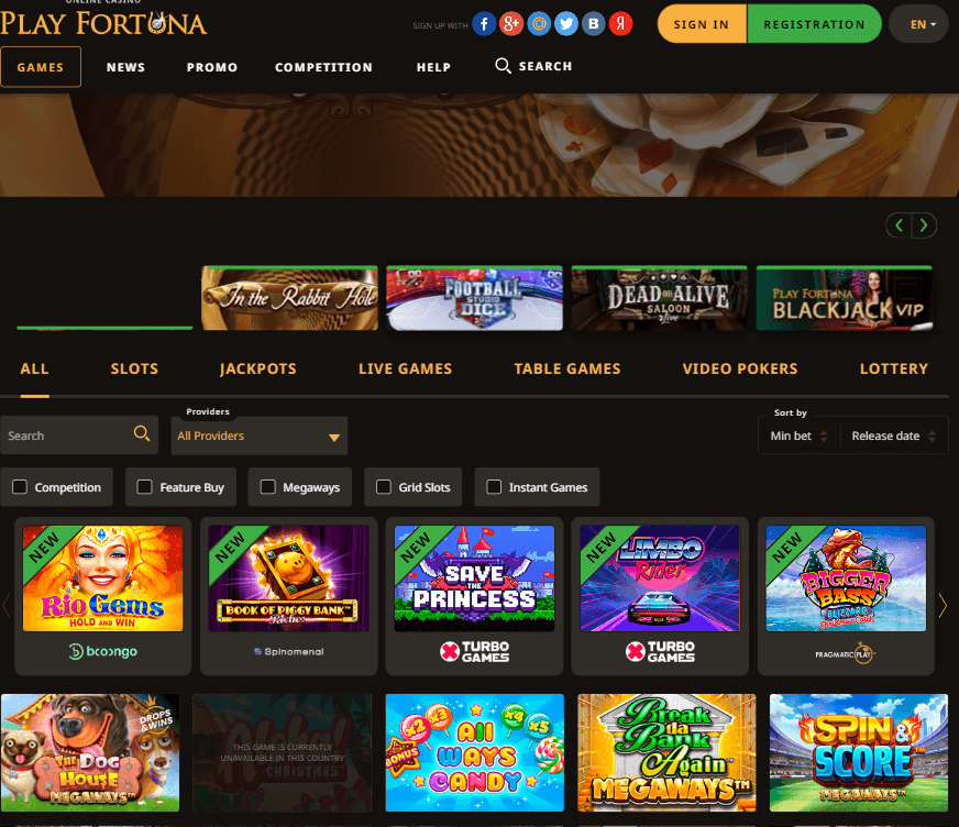 Aperçu 1 de Play Fortuna Casino Desktop