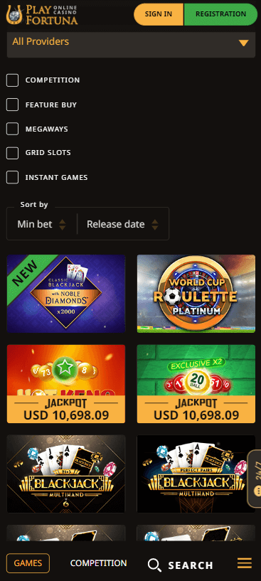 Aperçu 1 de Play Fortuna Casino Mobile