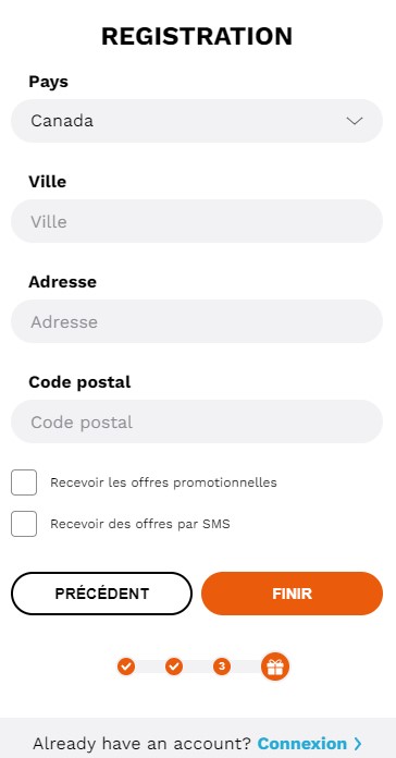 Illustration étape de l'inscription au LevelUp Casino - Image 1