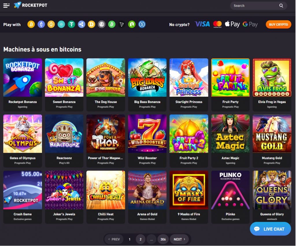 Aperçu 2 du Casino Rocketpot Desktop