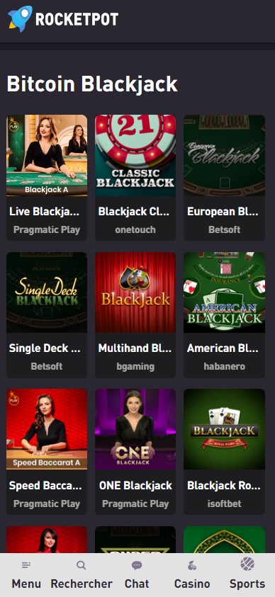 Aperçu 1 du Casino Rocketpot Mobile