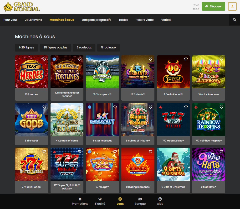 Aperçu 2 du Grand Mondial Casino Desktop