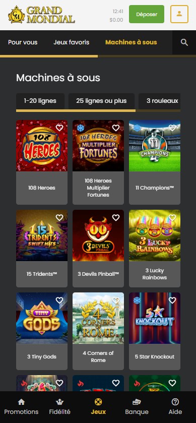 Aperçu 2 du Grand Mondial Casino Mobile