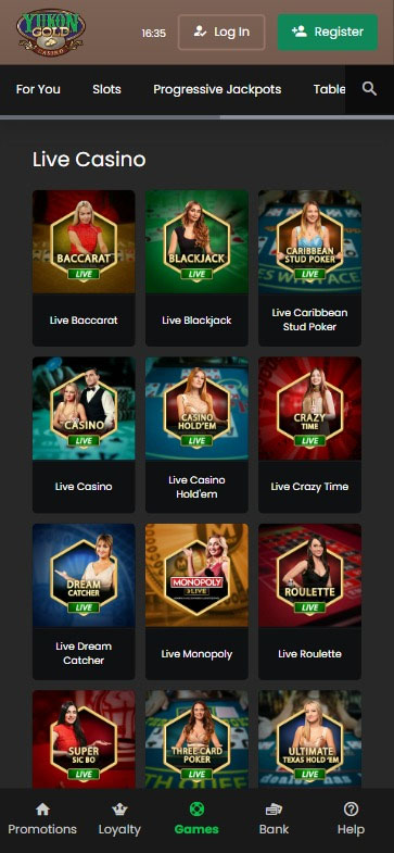 Yukon Gold Casino Mobile aperçu 1