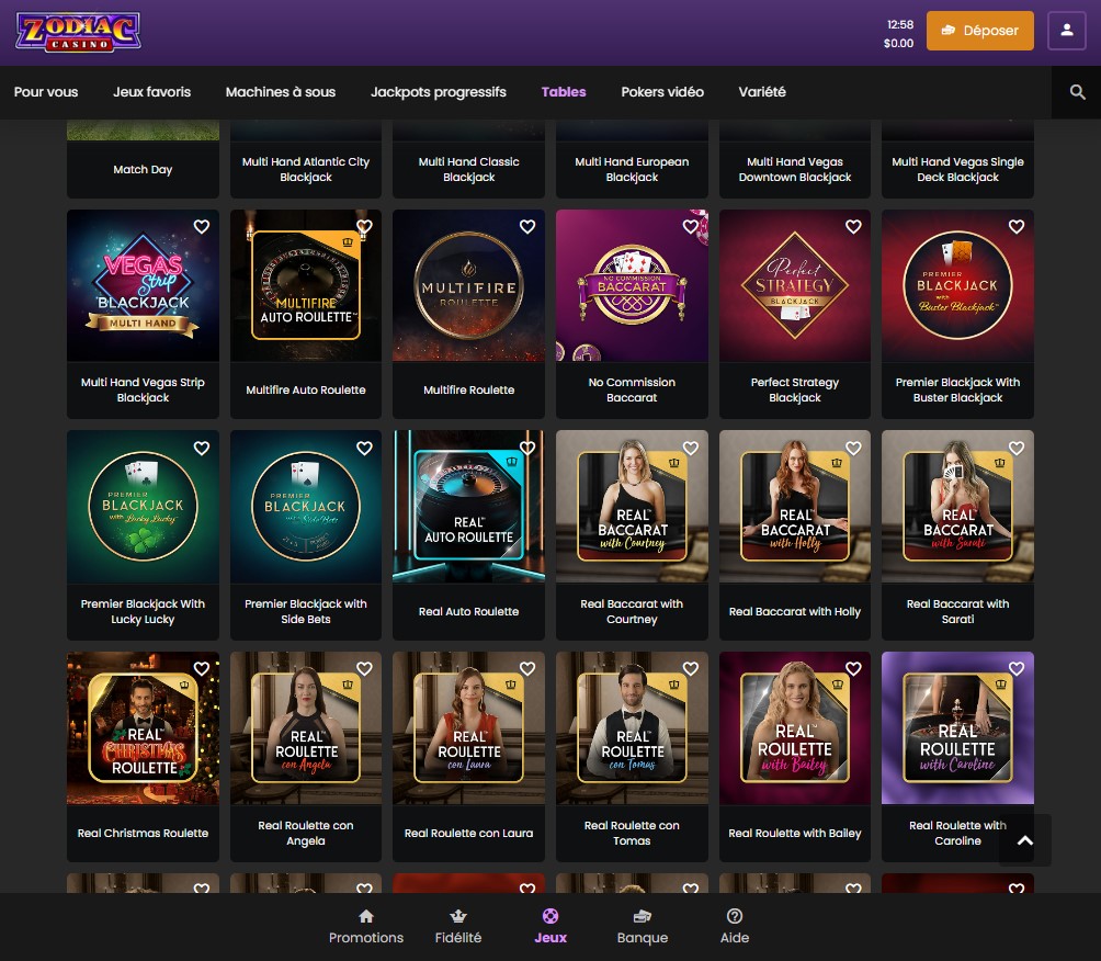 Aperçu 2 de Zodiac Casino sur Desktop