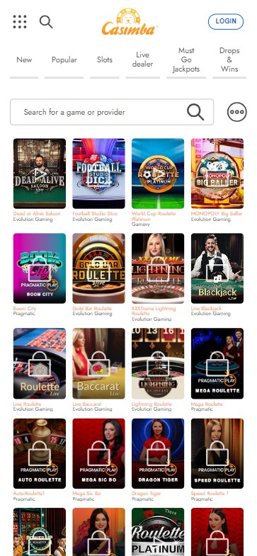 Aperçu 1 du Casino Casimba Mobile