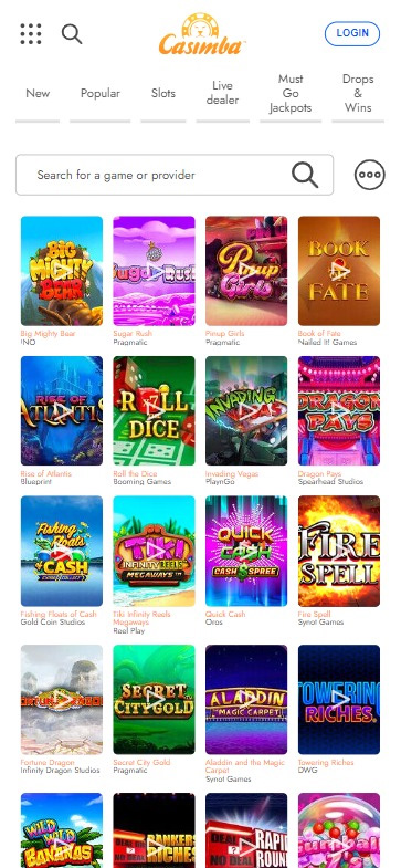 Aperçu 2 du Casino Casimba Mobile