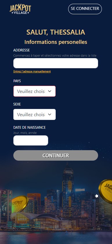 Image du processus d'inscription à Jackpot Village Casino 2