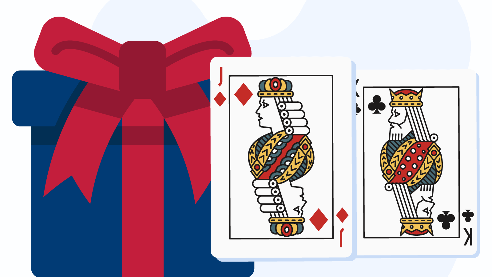 cartes à jouer et un cadeau emballé