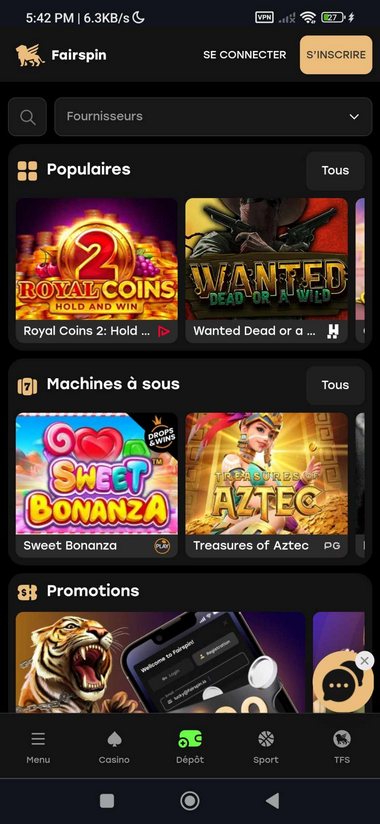 Fairspin Casino Mobile aperçu 1