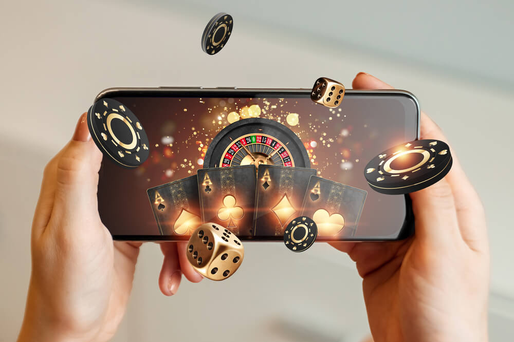 images sur un mobile illustrant des jeux de casino
