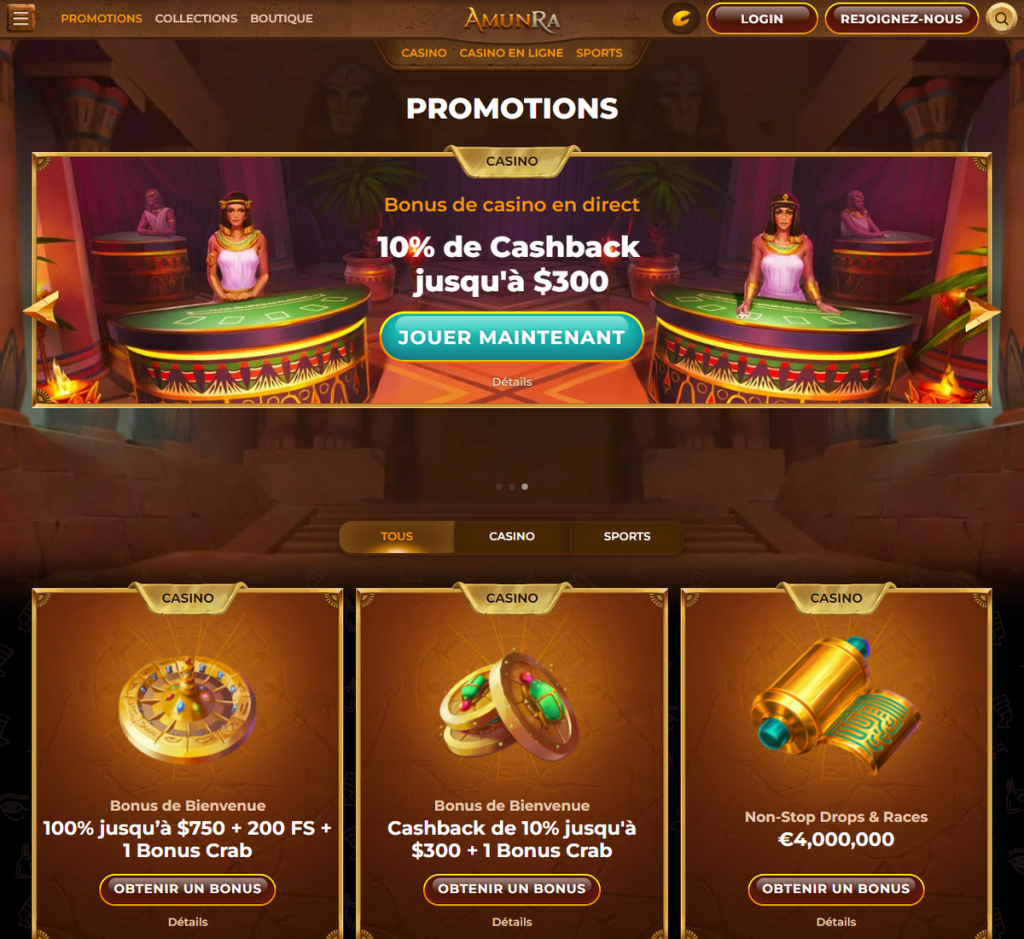 AmunRA Casino Bureau Aperçu 1