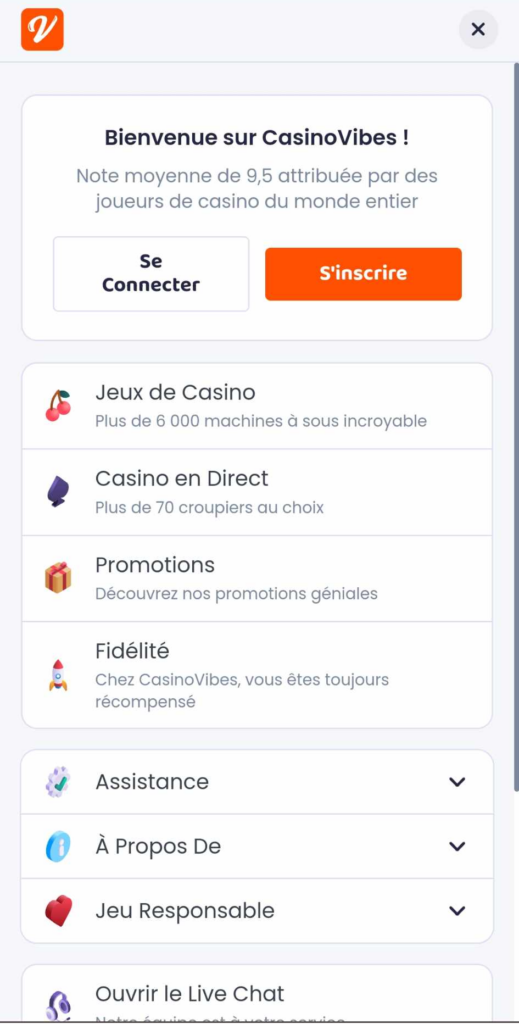 CasinoVibes Casino Mobile Aperçu 2