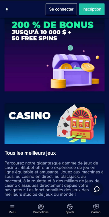 Bitubet Casino Mobile aperçu 1