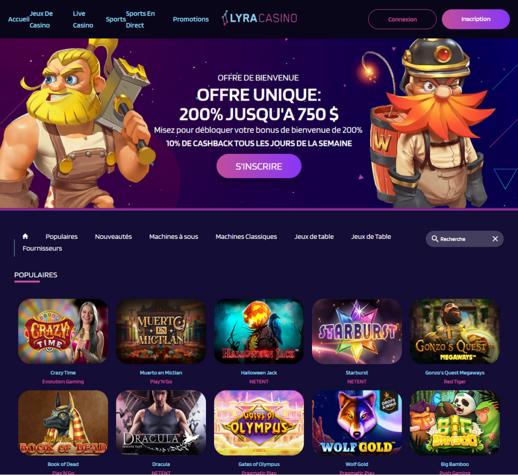 Lyra Casino Aperçu Desktop 1