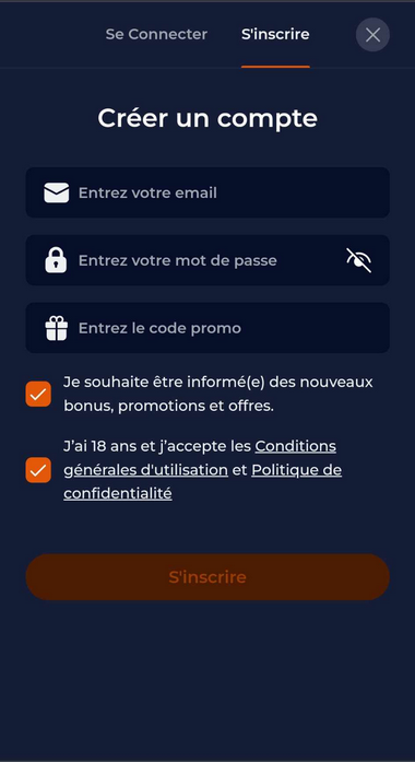 Image du processus d'inscription de NineCasino 3