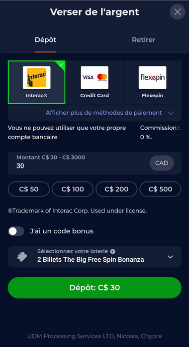 Image du processus d'inscription de NineCasino 1