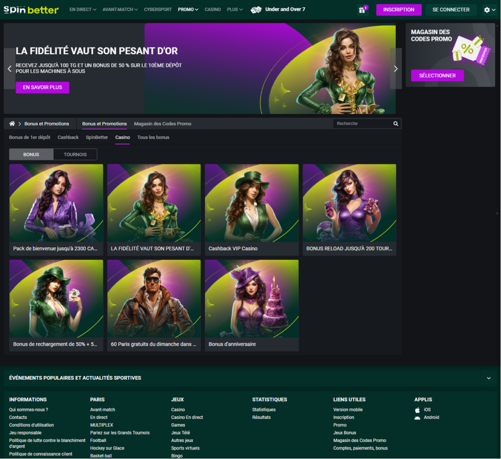 SpinBetter Casino Desktop Aperçu 1