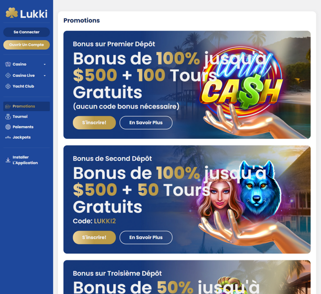 Aperçu 2 Lukki Casino Desktop