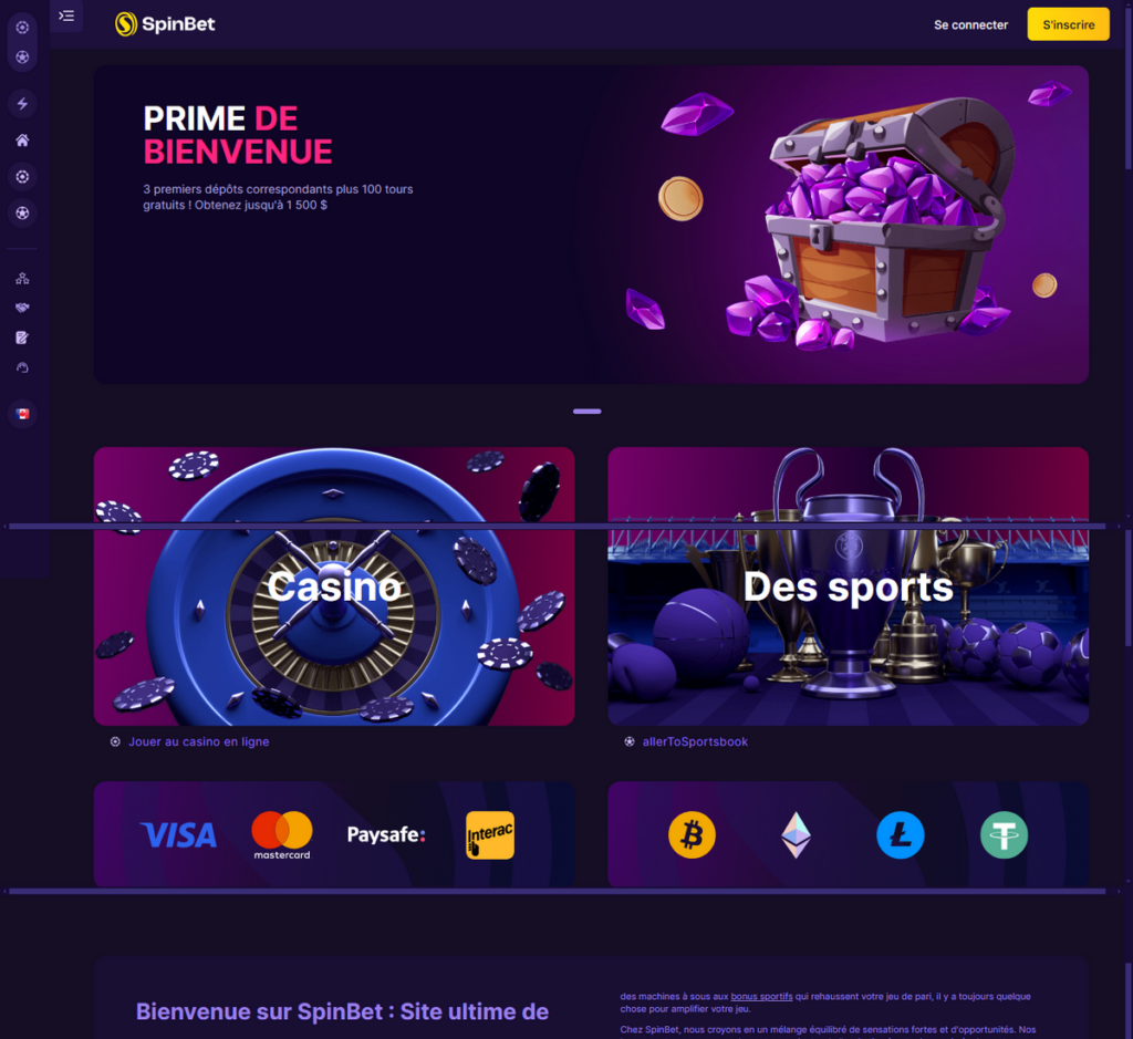 Aperçu 2 Desktop de SpinBet Casino