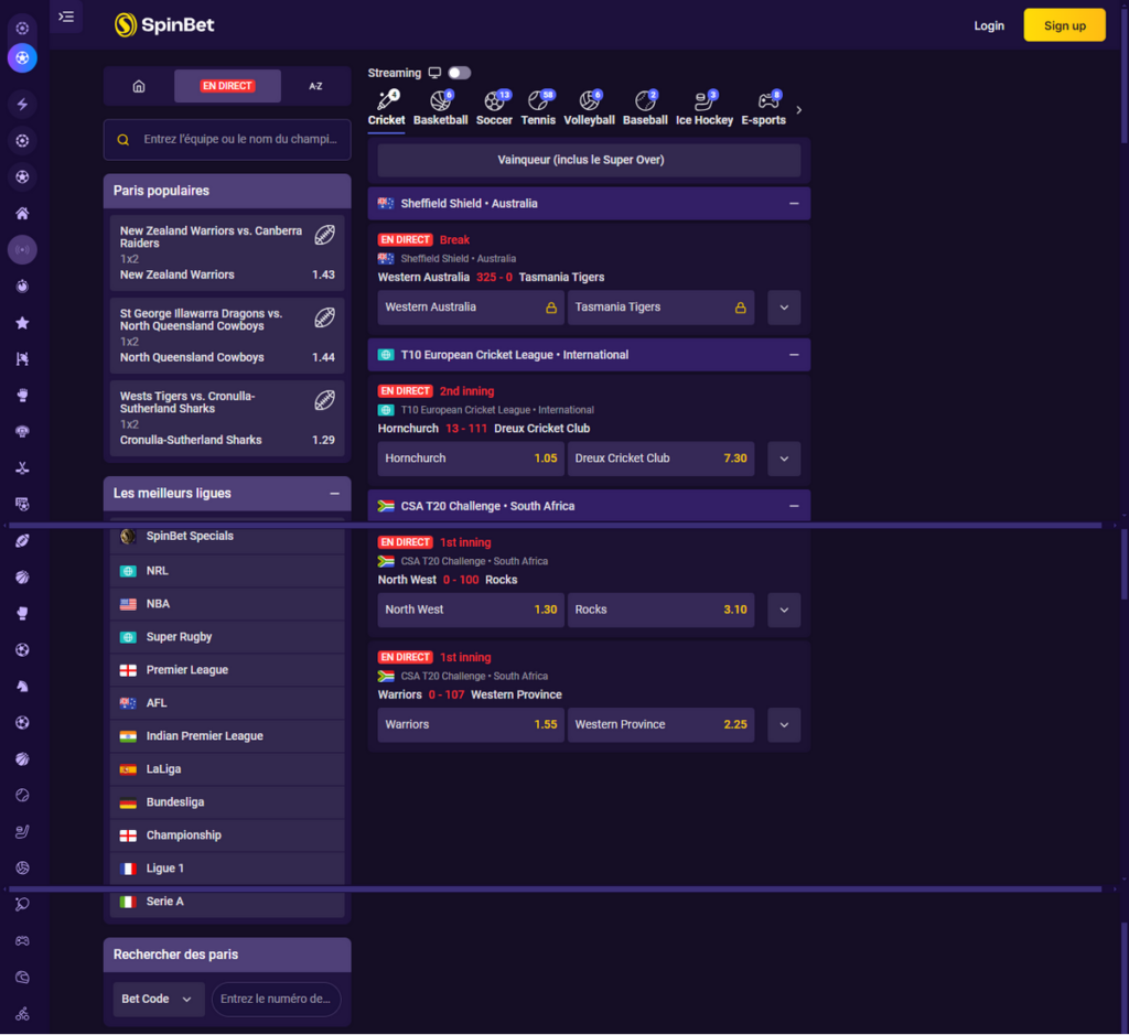 Aperçu 1 Desktop de SpinBet Casino