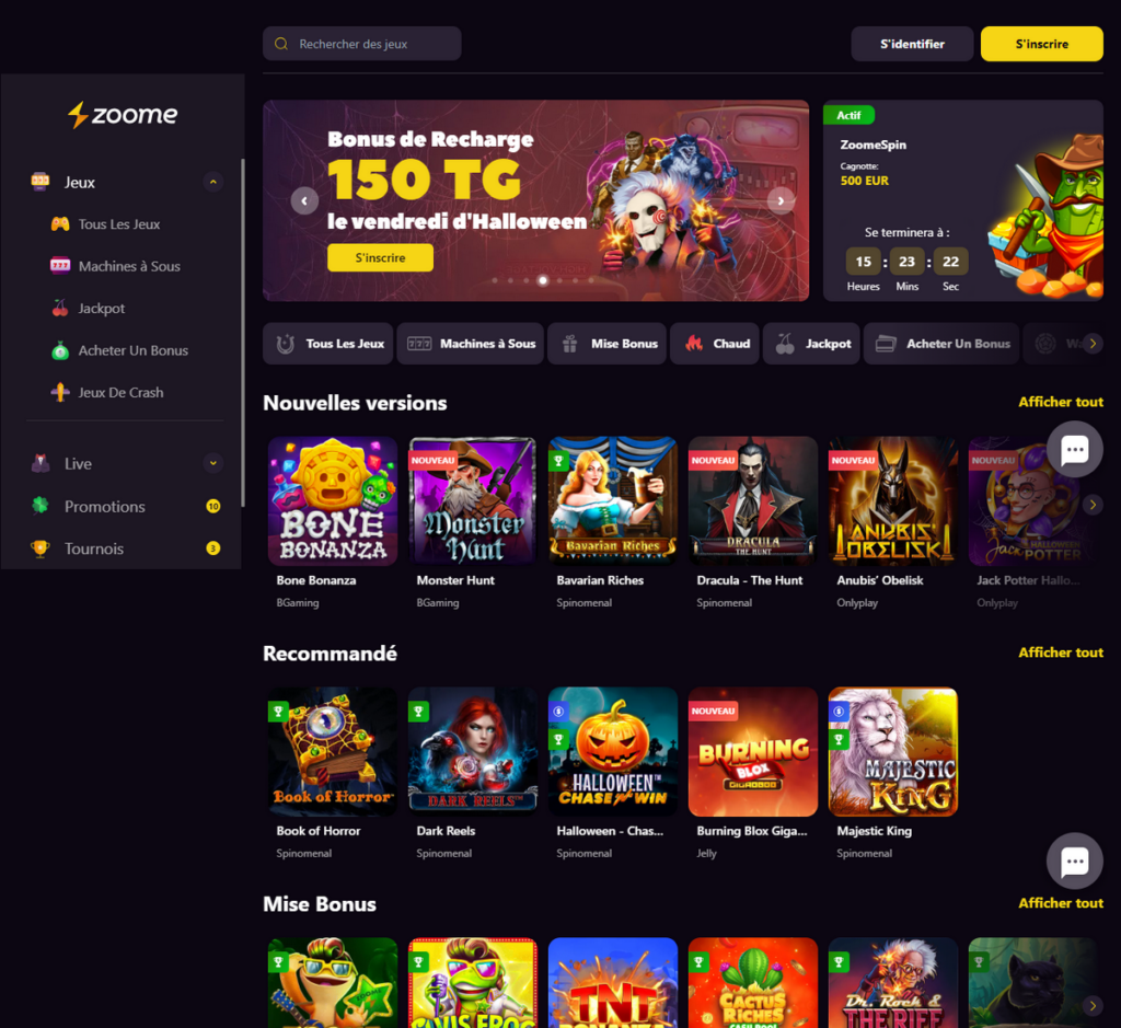 Zoome Casino Desktop Aperçu 1