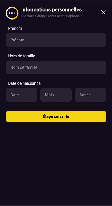 Visuels étape par étape du processus d'inscription au Zoome Casino.