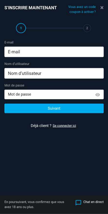 Image de la procédure d'inscription à BetGlobal Casino 2