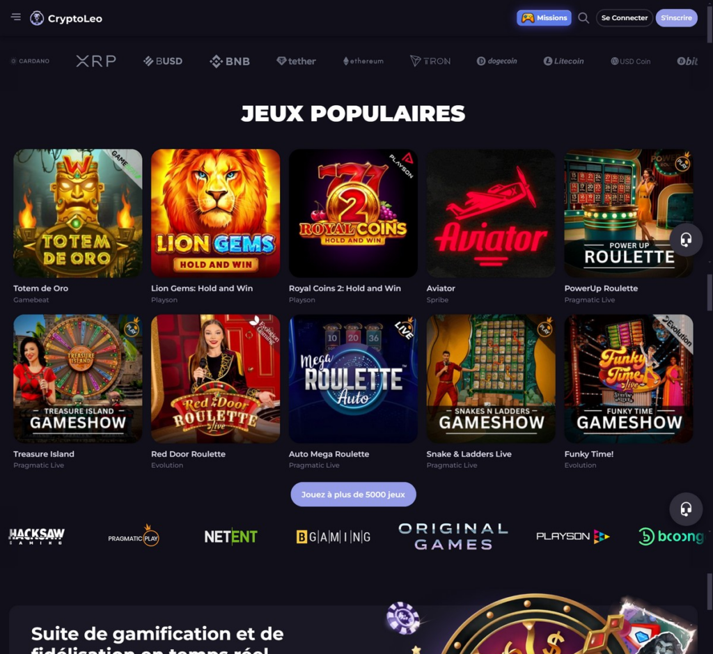 Aperçu 1 du Desktop de CryptoLeo Casino