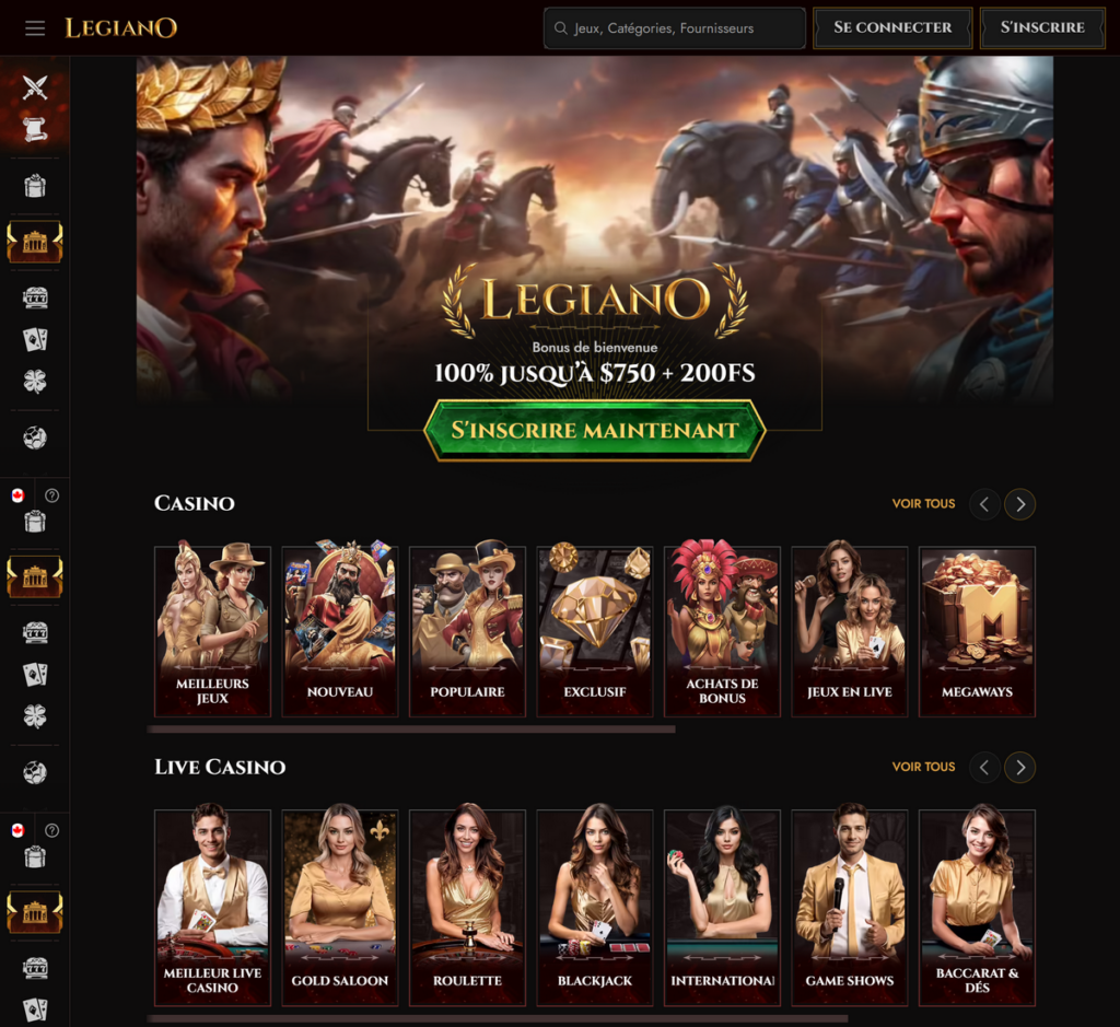Aperçu 1 du Casino Legiano sur Desktop