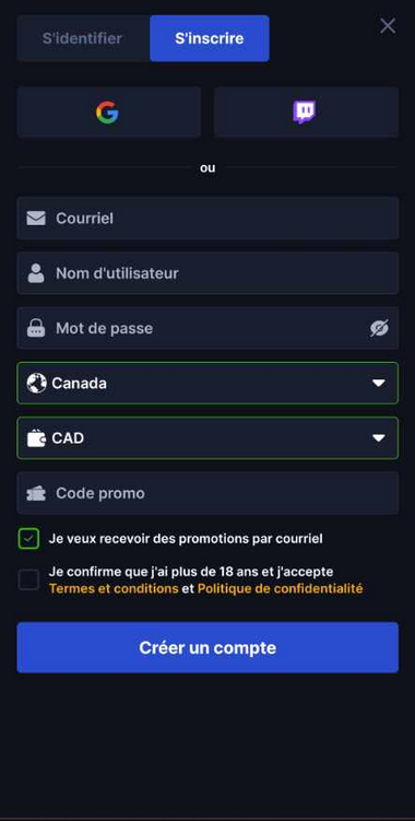 Image 1 - Processus d'inscription chez Betflare Casino