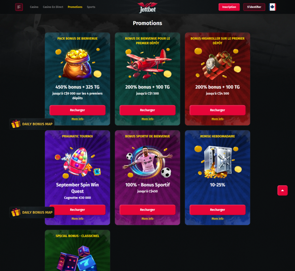 Vue d'ensemble de Jettbet Casino Desktop 2
