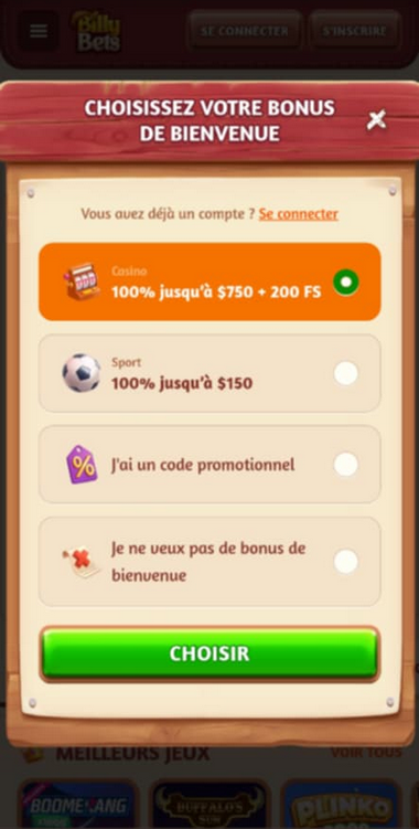 Découvrez étape par étape comment vous inscrire à BillyBets Casino grâce à une série d'images explicatives.