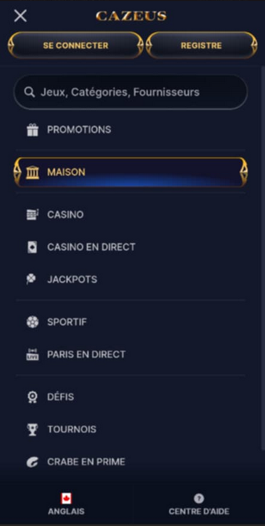 Aperçu Mobile 1 du Cazeus Casino