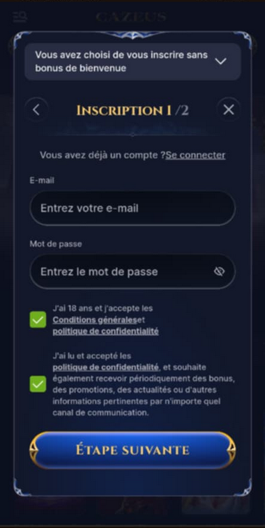Bien que l'application mobile de Cazeus Casino ne soit pas disponible, la version du site pour mobiles fonctionne admirablement, garantissant une navigation fluide et des temps de chargement optimaux.