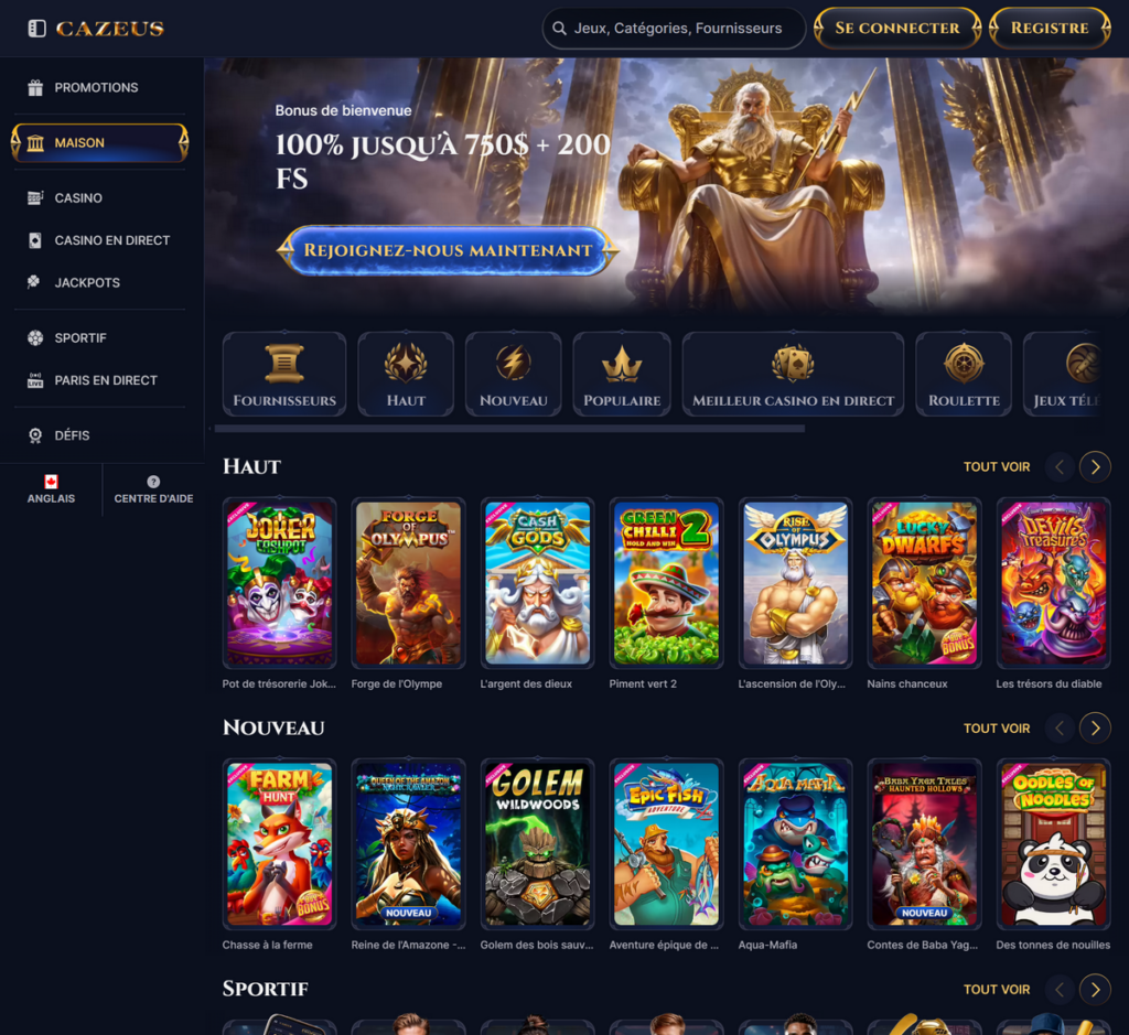 Aperçu Desktop 1 du Cazeus Casino