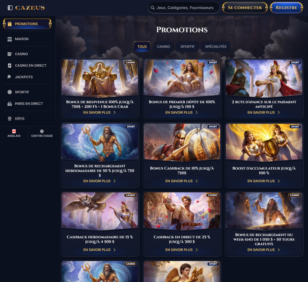 Aperçu Desktop 2 du Cazeus Casino