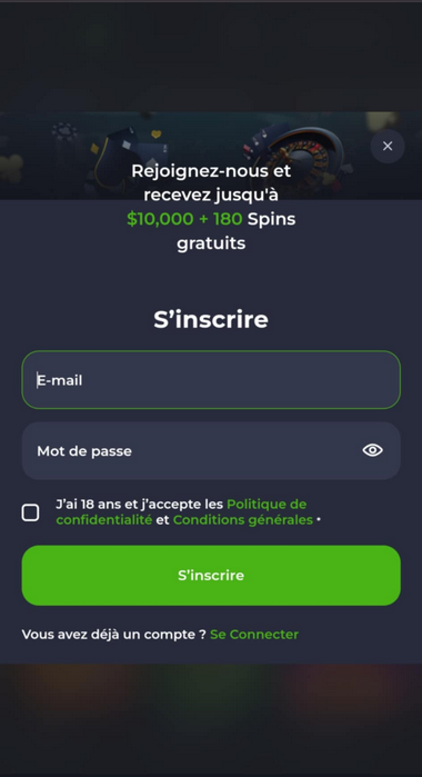Image 1 de la procédure d'inscription chez Jeetcity Casino.