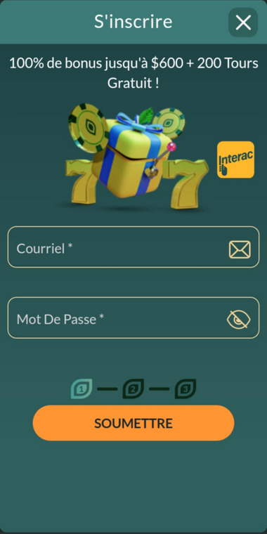 Illustration étape 2 de l’enregistrement au Lemon Casino.