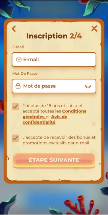 Image du processus d'inscription au Posido Casino 2