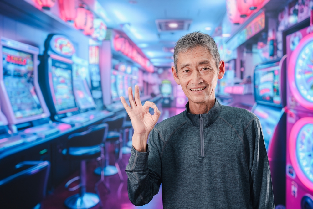 Un joueur heureux dans un casino asiatique.