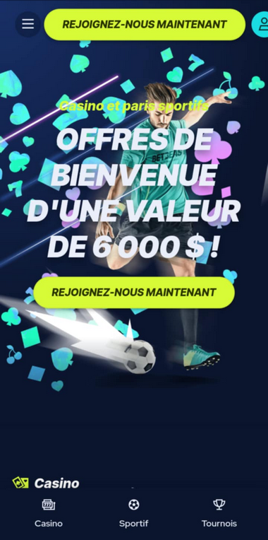 Vue d'ensemble BetBeast Casino Mobile 2