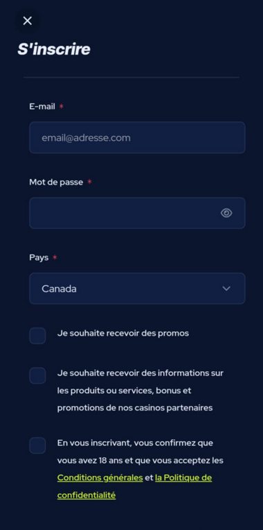 Image 1 du processus d'inscription au Casino BetBeast