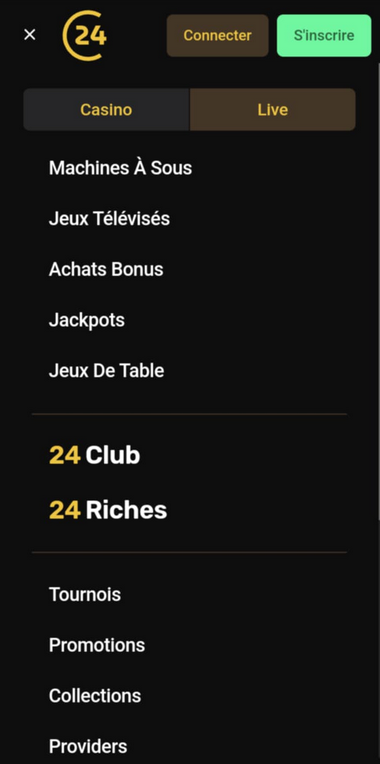 aperçu mobile 24Casino 1