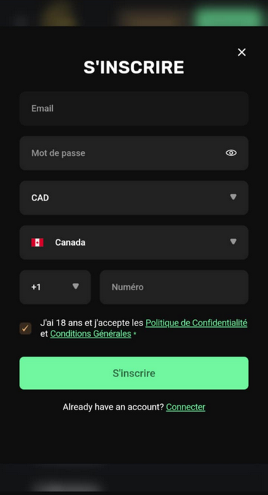 Processus d'inscription 24Casino Image 1